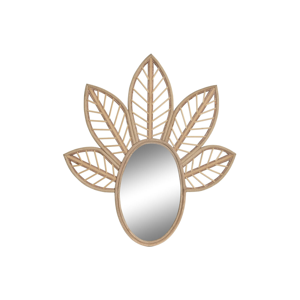 Wall mirror DKD Home Decor Brown Natural Tropical Leaf of a plant 60 x 2 x 67 cm